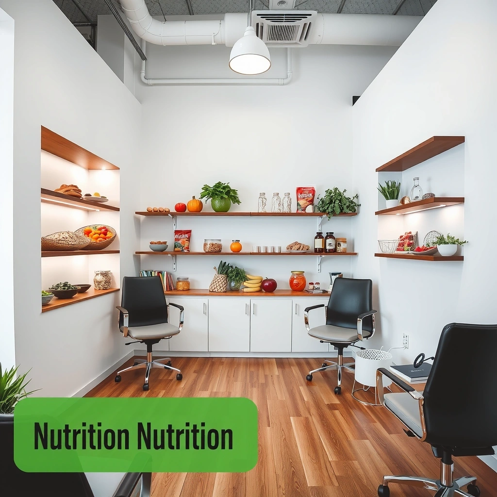 Consulta nutricional presencial em ambiente moderno e acolhedor